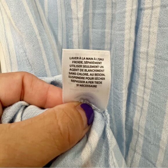 BP striped light blue and white button shirt size M 100% Viscose - Picture 3 of 9